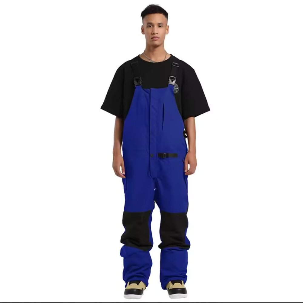 Gsou Snow Men's Navy Full Front Zip Snow Bibs with Hook & Loop Closure Size XXL